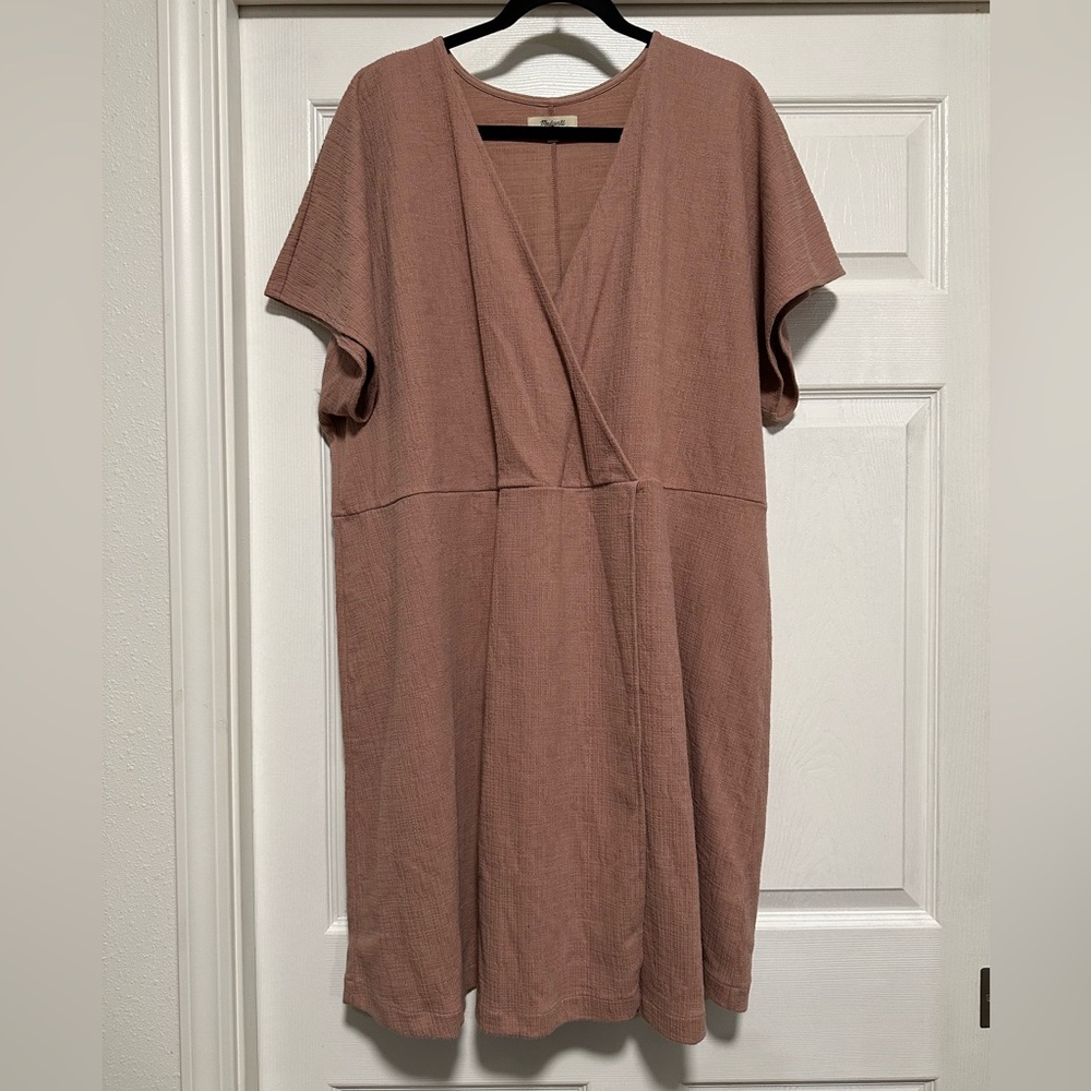 Madewell Faded Mauve Cross Front Wrap Mini Dress, Short Sleeve Women's Size 3x